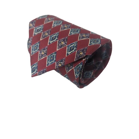Christian Dior Mens red and blue harlequin patterned dress tie - Picture 2 of 3